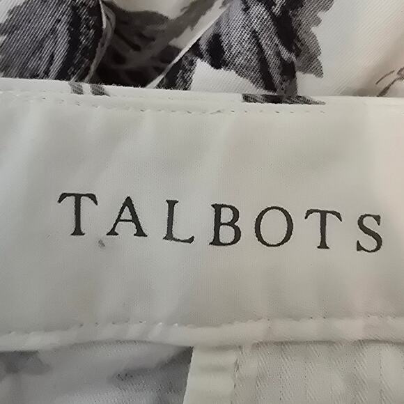 Talbots The Weekender Novelty Birds Floral Leaf Cream Gray Women's Pants 12 - Picture 5 of 6